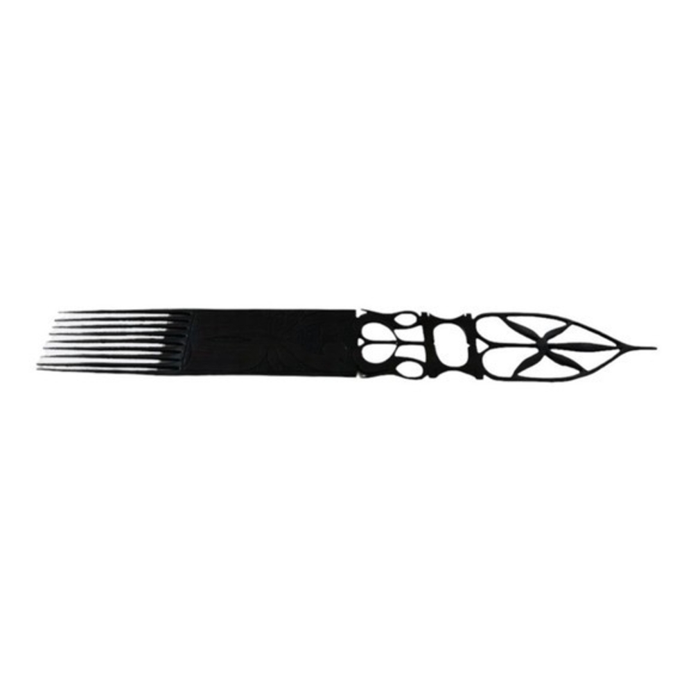 Vintage African Hand Carved Wood Hair Comb 21.5" South Africa Dark Brown Artisan - Picture 2 of 2